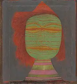 Actor's Mask; by Paul Klee; 1924; oil on canvas mounted on board; 36.7 x 33.8&nbsp;cm; Museum of Modern Art (New York City)[267]