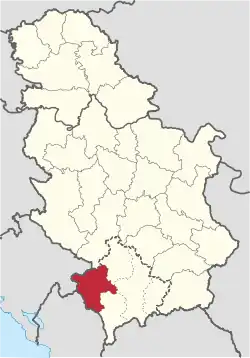 Location of Peć District