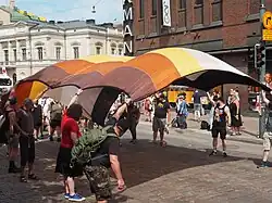 The bear flag flown at the Helsinki Pride parade in 2022