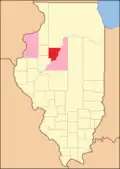 Peoria County 1826–1827. The newly created Mercer and Warren Counties were temporarily attached to Peoria.[3]