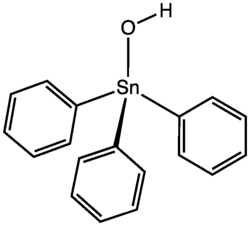 Skeletal formula of triphenyltin hydroxide
