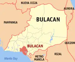 Map of Bulacan with Bulakan highlighted