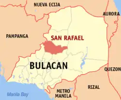 Map of Bulacan with San Rafael highlighted