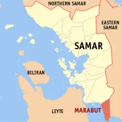 Map of Samar with Marabut highlighted