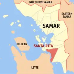 Map of Samar with Santa Rita highlighted