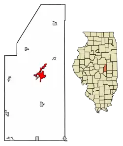 Location of Monticello in Piatt County, Illinois
