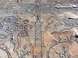 Pompey's Pillar represented in a mosaic from Sepphoris in Roman Palestine