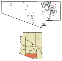 Location of Willow Canyon in Pima County, Arizona.