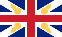 Thomas Anstis' pirate flag described as “hoisted a Union Flag, with Four blazing Balls”.[29]