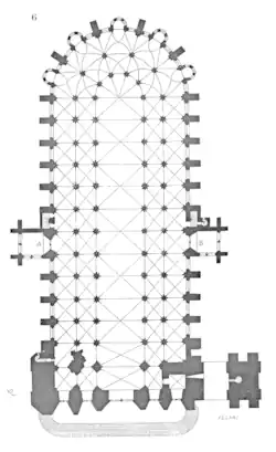 Plan, with four collateral aisles