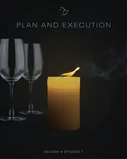Poster for the episode featuring two wine glasses and a candle.