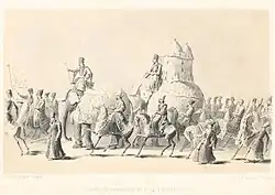 Abdul Hasan Khan's embassy arriving in Saint Petersburg in 1815, sketched by a young Saltykov, who was inspired to travel to the East.