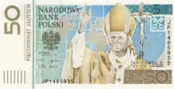 Obverse of Pope John Paul&nbsp;II 50-złoty note
