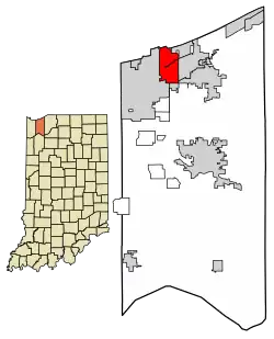 Location of Burns Harbor in Porter County, Indiana.