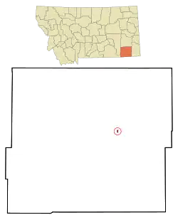 Location of Broadus, Montana