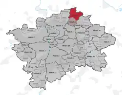 Location of Prague-Čakovice in Prague