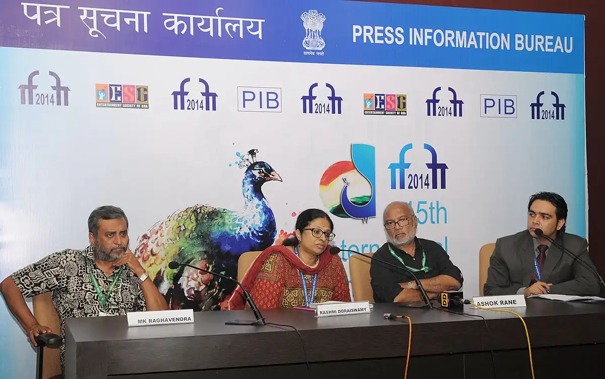 Press conference by the Film Critics, M.K. Raghavendra, Rashmi Doraiswamy and Ashok Rane, at the 45th International Film Festival of India (IFFI-2014), in Panaji, Goa on November 26, 2014.jpg