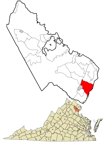 Location in Prince William County and the state of Virginia.