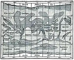 A rectangular grid overlays meandering patterns of light and dark. Selected regions are labelled with names.