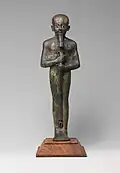 Ptah statue; 1070–712 BC; bronze, gold leaf and glass; height: 29.5&nbsp;cm; Metropolitan Museum of Art