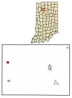 Location of Medaryville in Pulaski County, Indiana.