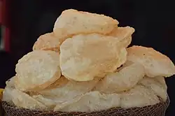 A stack of flatbreads filled with air bubbles.