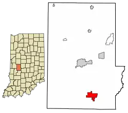 Location of Cloverdale in Putnam County, Indiana.
