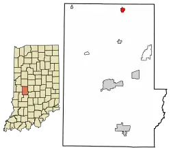 Location of Roachdale in Putnam County, Indiana.