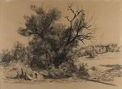 The Willow Tree by Roswell Weidner, 1964, charcoal on paper. Collection of the Pennsylvania Academy of the Fine Arts