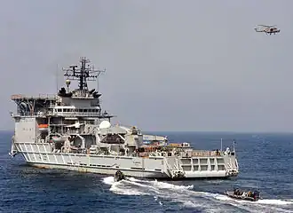 RFA Diligence acting as a target ship during a boarding exercise in 2011