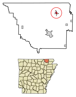Location of Maynard in Randolph County, Arkansas.