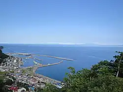 View of Kunashir from the Rausu Kunashiri Observatory Deck