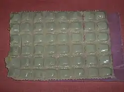 Plaque of raw ravioles