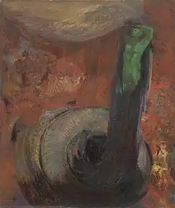 Green Death; by Odilon Redon; c.1905; oil on canvas; 54.9 x 46.3&nbsp;cm; Museum of Modern Art[232]
