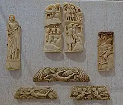 Loose panels, including a Nativity scene