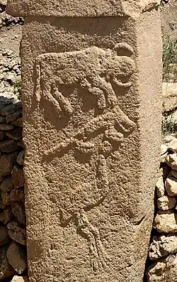Reliefs of animals, Göbekli Tepe Layer III (Pre-Pottery Neolithic A), c. 9000&nbsp;BCE.