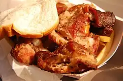 Rib tips and white bread from the restaurant