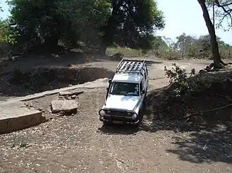 Damaged river crossing in Maramani