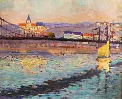 Robert Antoine Pinchon, 1904, Triel sur Seine, le pont du chemin de fer, 46 × 55&nbsp;cm