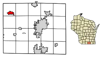 Location of Evansville in Rock County, Wisconsin.