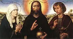 Rogier van der Weyden, Braque Triptych (central panel; c.&nbsp;1452) Musée du Louvre, Paris.[155][156]