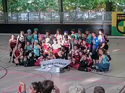 2018 roller derby competition between Zurich and Berlin in Berlin's at Fritz Schloß Park