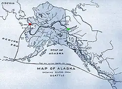 Routes from Seattle to Nome. Map from 1901