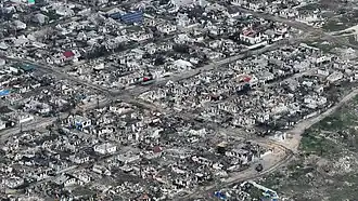 Ruins of Rubizhne after Russian shelling