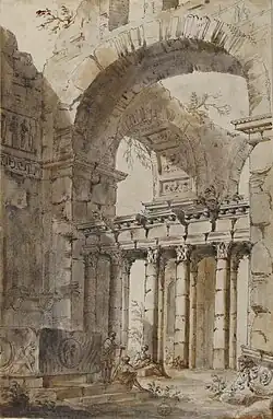 Ruins of a Basilica or Mausoleum (no date),Pen, ink, and wash, 31 x 20.6cm., Metropolitan Museum of Art