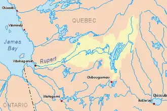Map of the Eastmain watershed