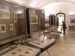 Interior of the museum, showing papyri