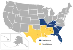 The SEC as it has existed between 2012 and 2024, after the additions of Texas A&M and Missouri
