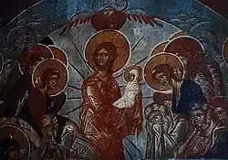 A scene from the church depicting the Dormition of the Mother of God