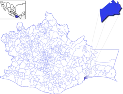 Location of the municipality in Oaxaca